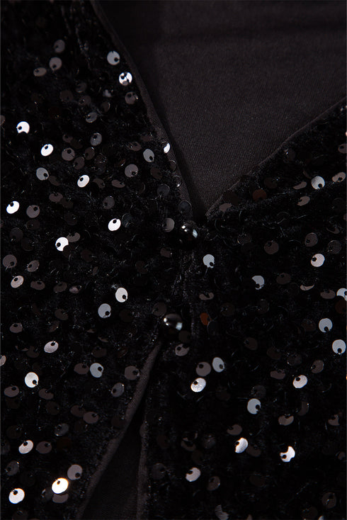 Sequin Long Sleeve Cutout Back Top